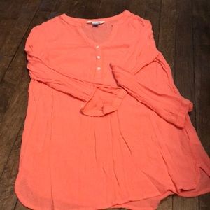 Beachy Coral/Pink Mid Long Sleeve Tunic
